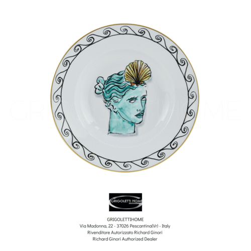 piatto fondo cm 24 white il viaggio di nettuno ginori 1735 grigolettihome