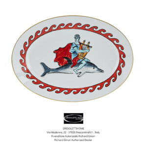 vassoio ovale grande cm 34 dolphin white il viaggio di nettuno ginori 1735 grigolettihome