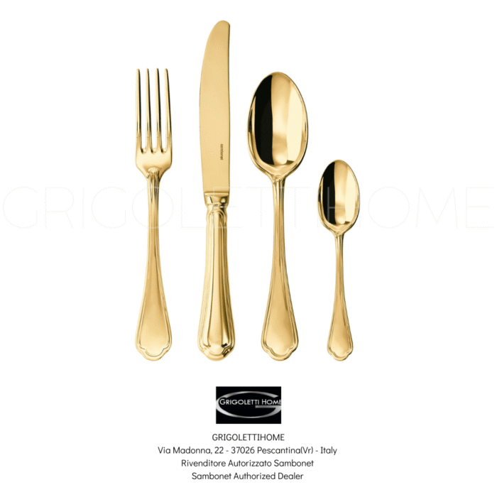 set posate 24 pezzi 6 persone filet toiras pvd gold sambonet