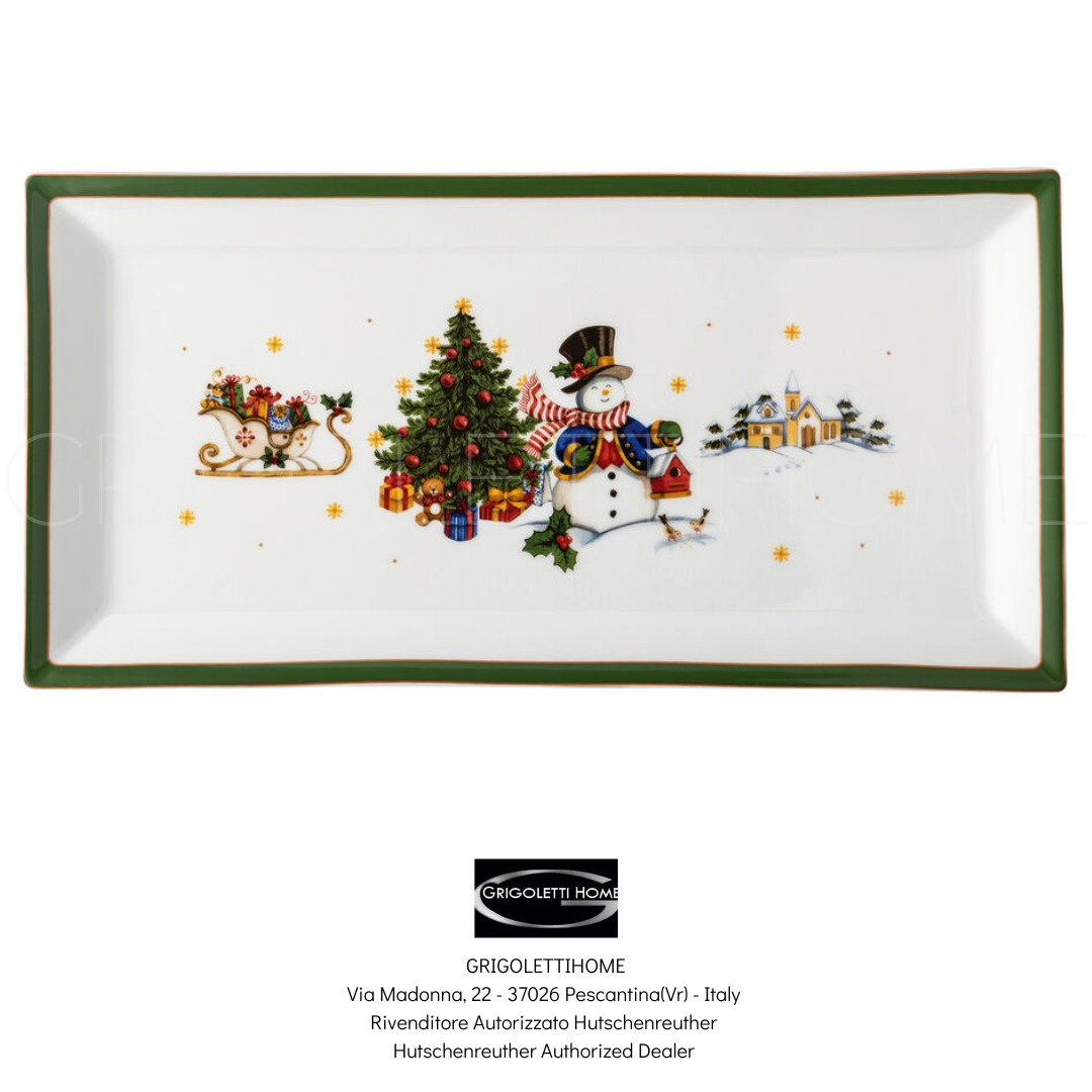 piatto angolare 36 cm happy wintertime green natale 2023 hutschenreuther