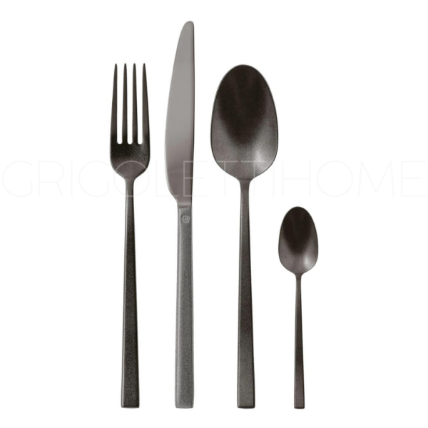 set posate 24 48 pezzi 6 12 persone diamond black rock sambonet 1