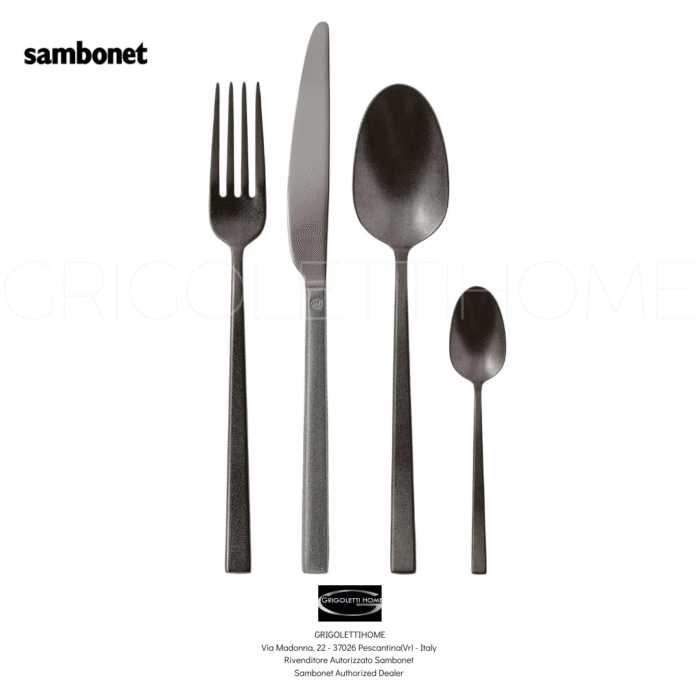 set posate 24 48 pezzi 6 12 persone diamond black rock sambonet 2