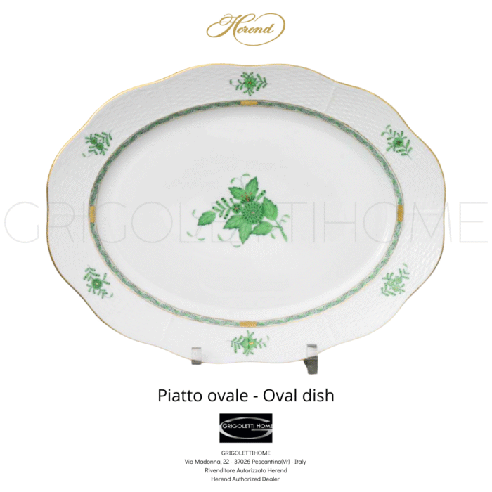 piatto ovale 42 apponyi verde herend grigolettihome rivenditore verona