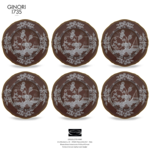 set 6 piatti piani oriente italiano castagna ginori 1735 grigolettihome