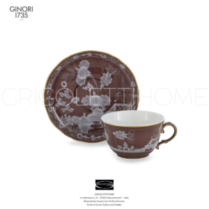 tazza tè con piattino marrone castagna oriente italiano ginori grigolettihome italian reseller