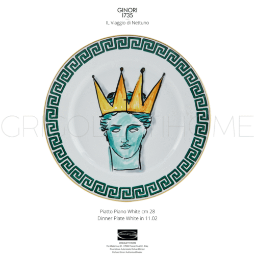 Piatto Piano cm 28 Il Viaggio di Nettuno white richard Ginori ginori 1735 grigolettihome rivenditorePiatto Piano White cm 28 Il viaggio di Nettuno Richard Ginori