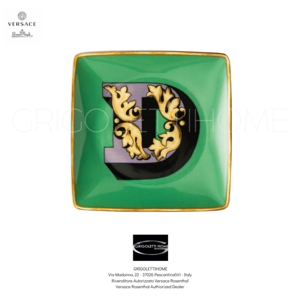 Coppetta 12x12 Lettera D - Holiday Alphabet - Versace Rosenthal - GrigolettiHome Piatto coppetta quadrata cm 12x12 - Holiday Alphabet Lettera D - Versace Rosenthal