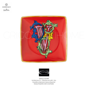 Coppetta 12x12 Lettera V - Holiday Alphabet - Versace Rosenthal - GrigolettiHome Piatto coppetta quadrata cm 12x12 - Holiday Alphabet Lettera V - Versace Rosenthal