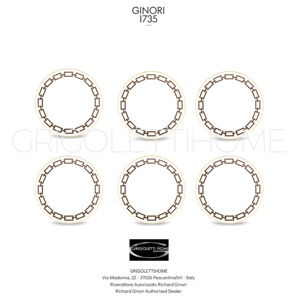 Set 6 piatti piani cm 28 - Catene Ebano - Richard Ginori - Rivenditore