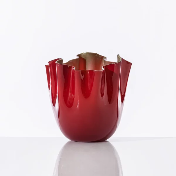 Fazzoletto rosso verde mela Vaso Fazzoletto Medio h cm 24 - Rosso / Verde Mela - Venini