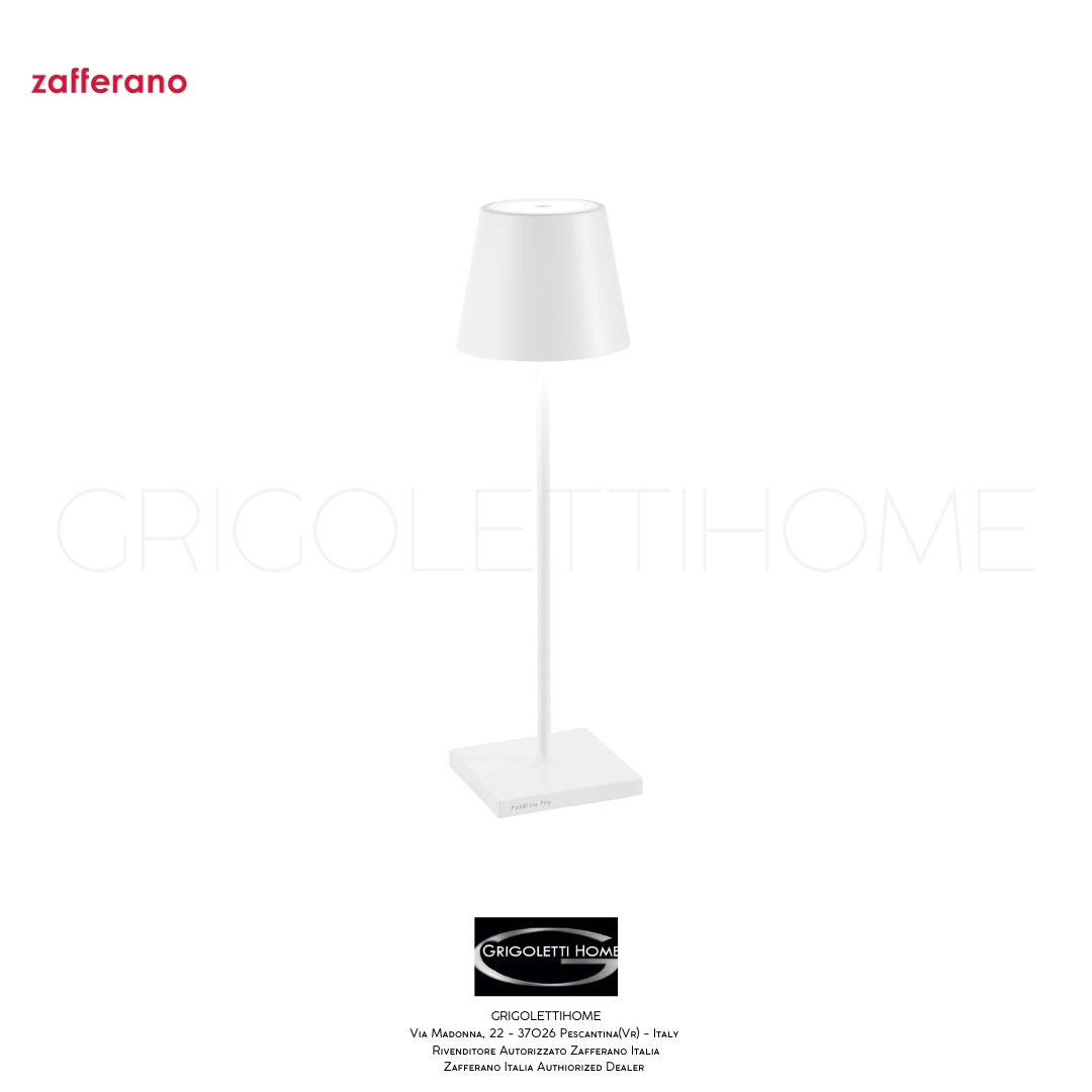 Lampada Ricaricabile Dimmerabile Poldina Pro h cm 38 – Zafferano – Colore Bianco
