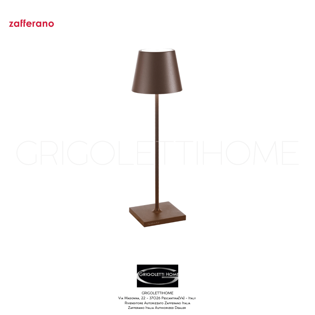 Lampada Ricaricabile Dimmerabile Poldina Pro h cm 38 – Zafferano – Colore Corten