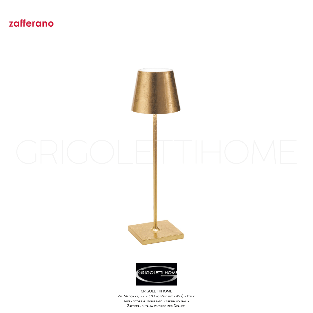 Lampada Ricaricabile Dimmerabile Poldina Pro h cm 38 – Zafferano – Colore Foglia Oro