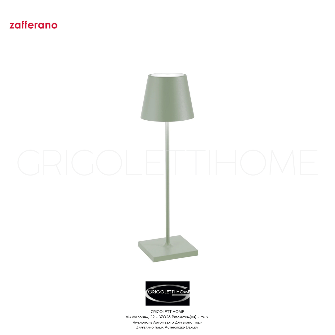 Lampada Ricaricabile Dimmerabile Poldina Pro h cm 38 – Zafferano – Colore Salvia