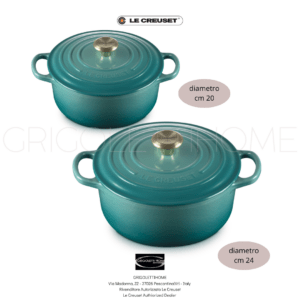 Set 2 Cocotte Casseruola rotonda Evolution in ghisa vetrificata - Bleu Riviera - Le Creuset - cm 24 - 4,2 L