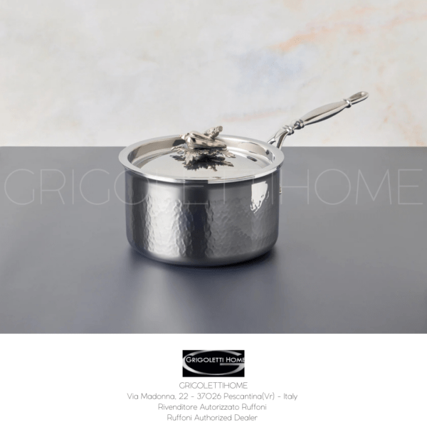 16-cm saucepan with handle and lid, Ruffoni steel, GrigolettiHome, retailer in Verona