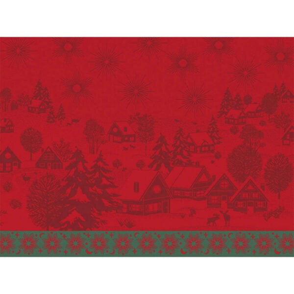 red Christmas placemat "Sous les Étoiles" with holly, PS