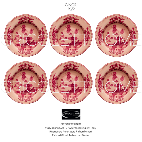 Set 6 Piatti fondi cm 24- Oriente Italiano Vermiglio-Richard-Ginori-GrigolettiHome (2) Set of 6 Soup Plates - Oriente Italiano Meringa - Richard Ginori 1735 (Copia)