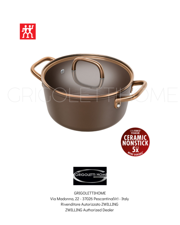 casseruola cm 24 marrone Casseruola con due manici con coperchio in vetro - 24 cm, alluminio, marrone brown - Zwilling